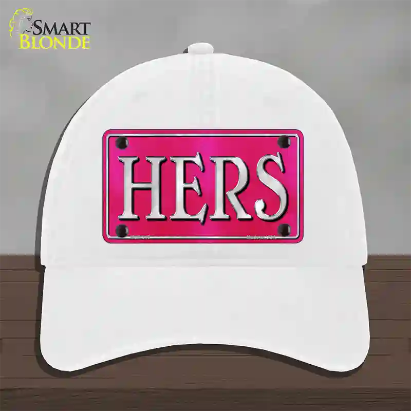 HERS Novelty License Plate Hat Unconstructed Cotton / White