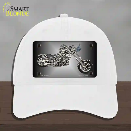 Chopper Skull Novelty License Plate Hat Unconstructed Cotton / White