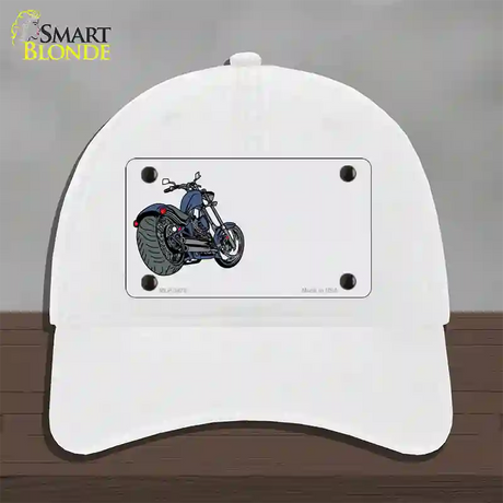 Motorcycle Offset Novelty License Plate Hat Unconstructed Cotton / White