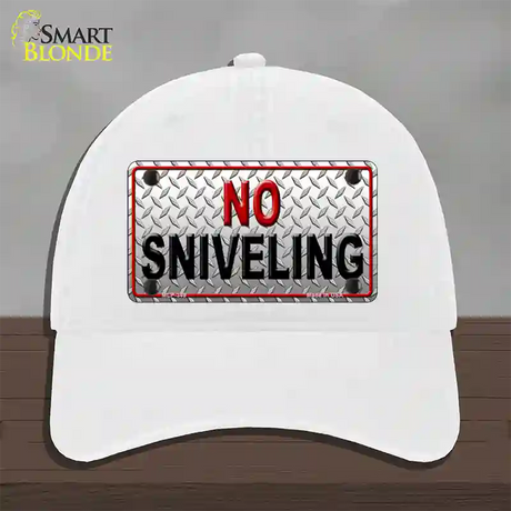 No Sniveling Novelty License Plate Hat Unconstructed Cotton / White