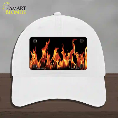 Flames Customizable Novelty License Plate Hat Unconstructed Cotton / White