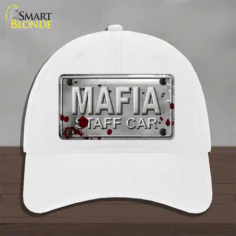 Mafia Staff Car Novelty License Plate Hat Unconstructed Cotton / White