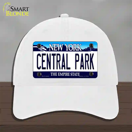 Central Park New York Novelty License Plate Hat Unconstructed Cotton / White