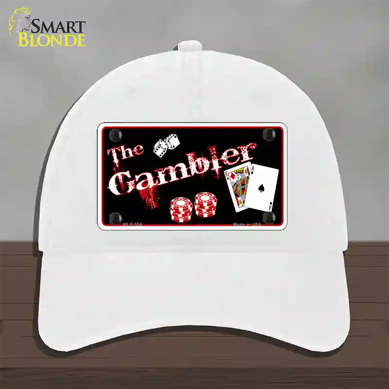 Gambler Novelty License Plate Hat Unconstructed Cotton / White