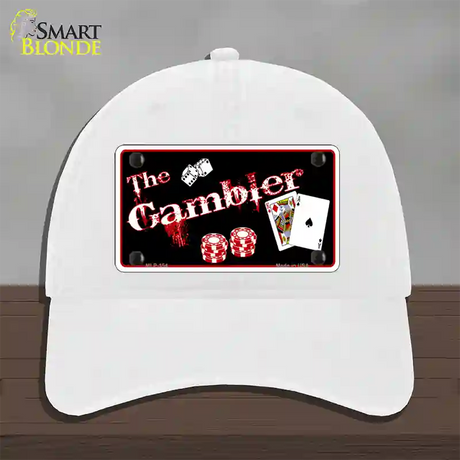 Gambler Novelty License Plate Hat Unconstructed Cotton / White