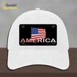 American Flag Black Novelty License Plate Hat Unconstructed Cotton / White