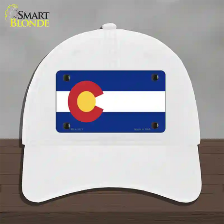 Colorado State Flag Novelty License Plate Hat Unconstructed Cotton / White