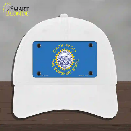 South Dakota State Flag Novelty License Plate Hat Unconstructed Cotton / White