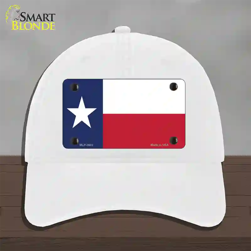 Texas State Flag Novelty License Plate Hat Unconstructed Cotton / White