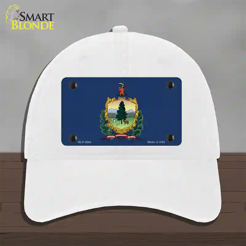 Vermont State Flag Novelty License Plate Hat Unconstructed Cotton / White