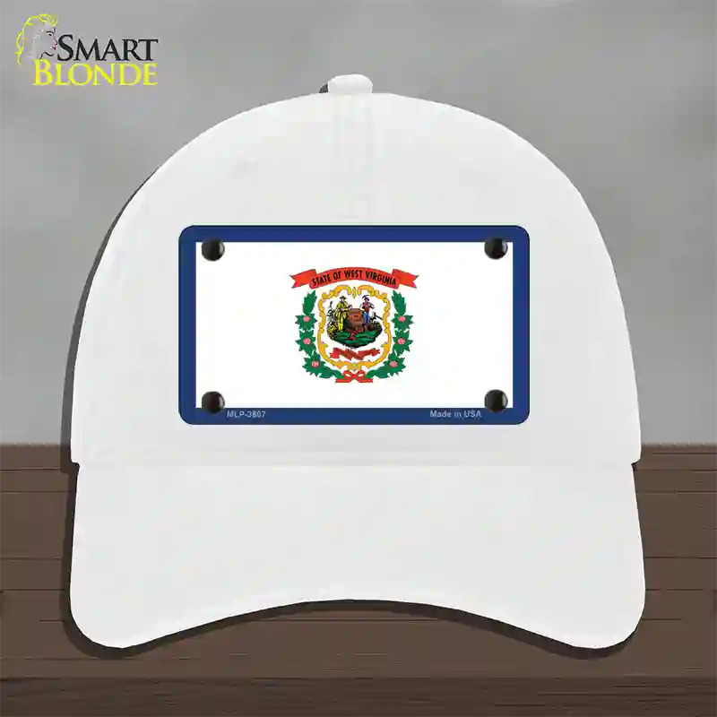 West Virginia State Flag Novelty License Plate Hat Unconstructed Cotton / White