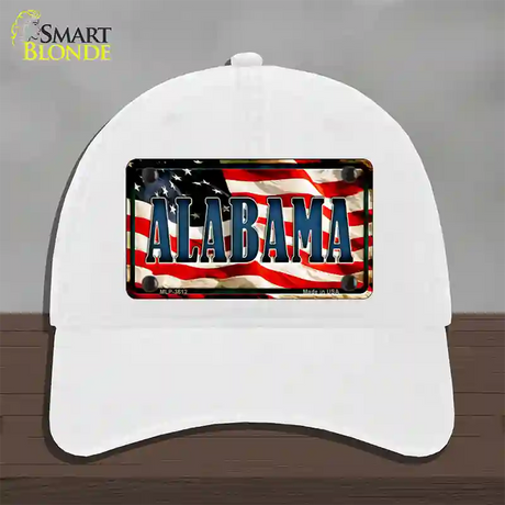 Alabama USA Novelty License Plate Hat Unconstructed Cotton / White