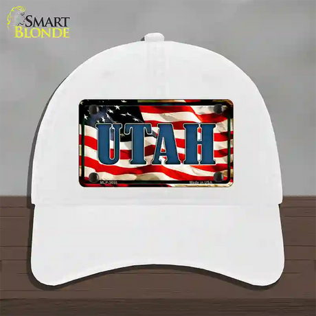 Utah USA Novelty License Plate Hat Unconstructed Cotton / White