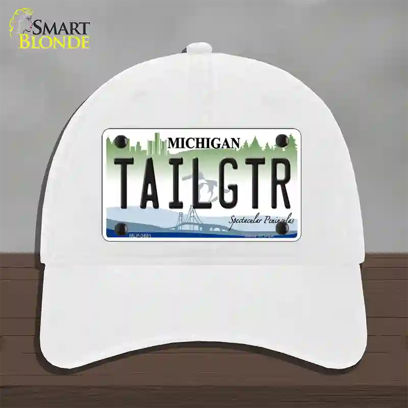 Tailgtr Michigan Novelty License Plate Hat Unconstructed Cotton / White