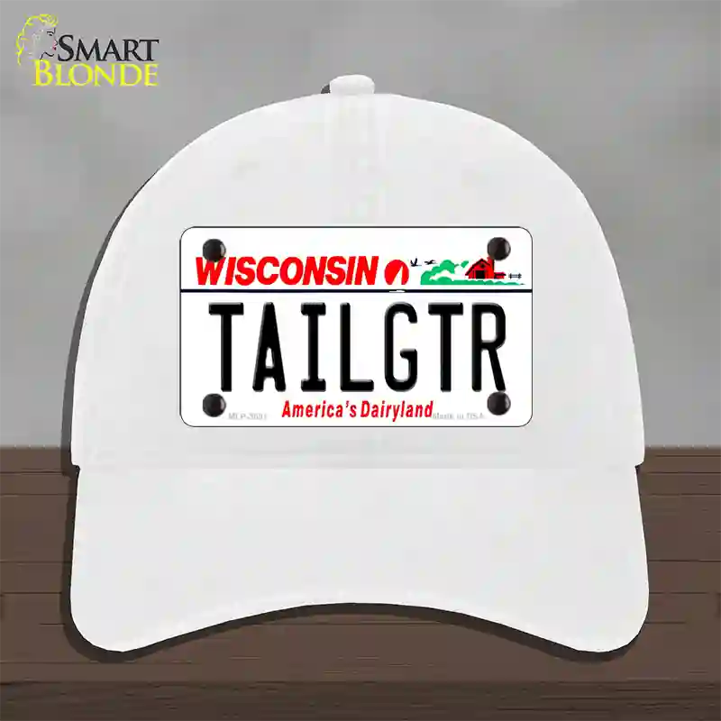 Tailgtr Wisconsin Novelty License Plate Hat Unconstructed Cotton / White