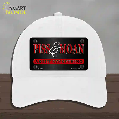 Piss & Moan Novelty License Plate Hat Unconstructed Cotton / White