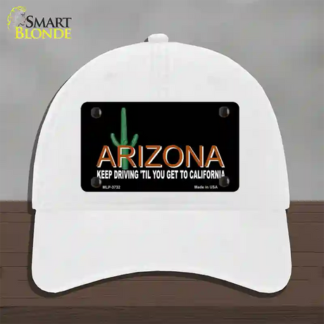 Arizona Keep Driving Novelty License Plate Hat Unconstructed Cotton / White