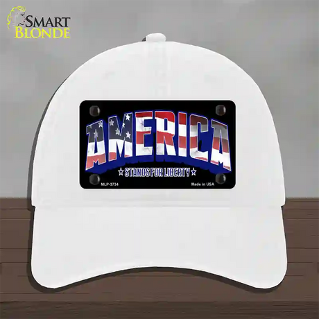 America Novelty License Plate Hat Unconstructed Cotton / White