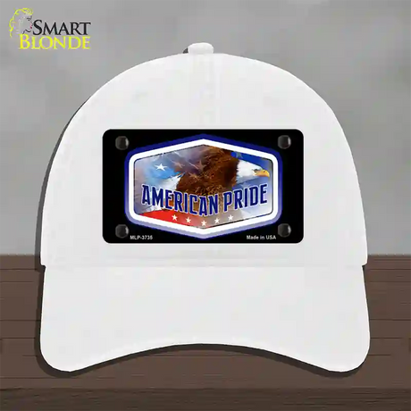 American Pride Novelty License Plate Hat Unconstructed Cotton / White