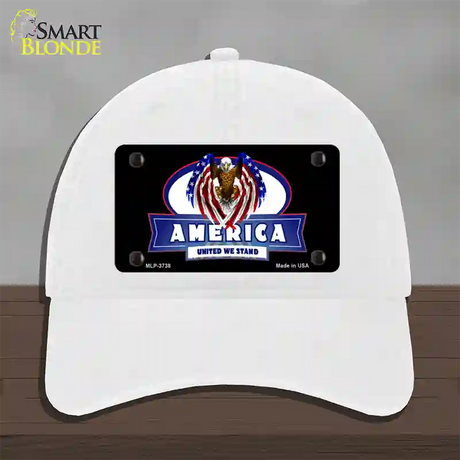 America United Novelty License Plate Hat Unconstructed Cotton / White