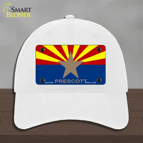 Prescott Arizona State Flag Novelty License Plate Hat Unconstructed Cotton / White