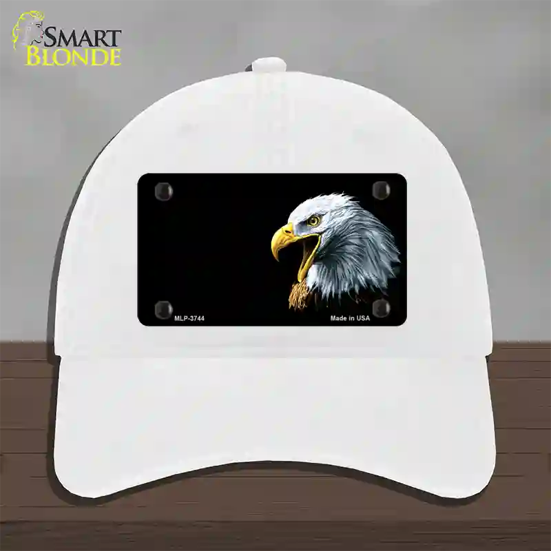 Bald Eagle Offset Novelty License Plate Hat Unconstructed Cotton / White