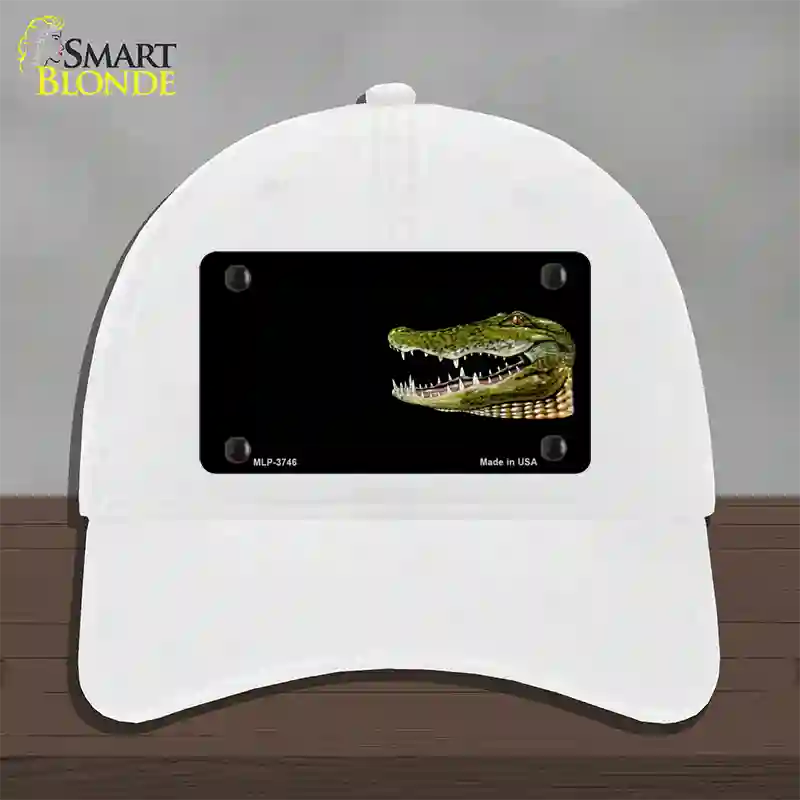 Gator Offset Novelty License Plate Hat Unconstructed Cotton / White