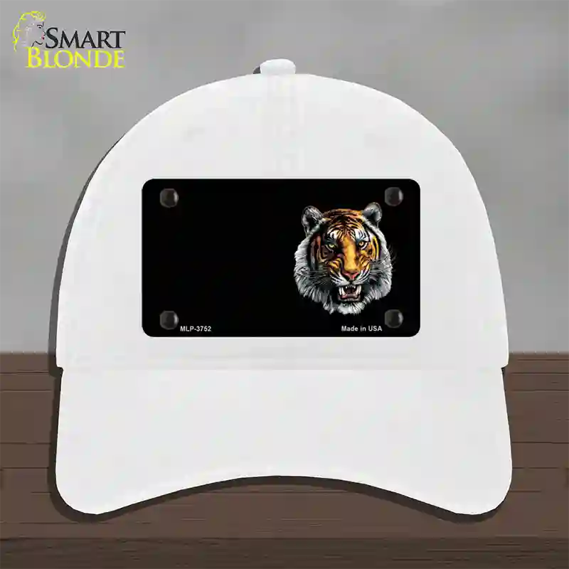 Tiger Offset Novelty License Plate Hat Unconstructed Cotton / White