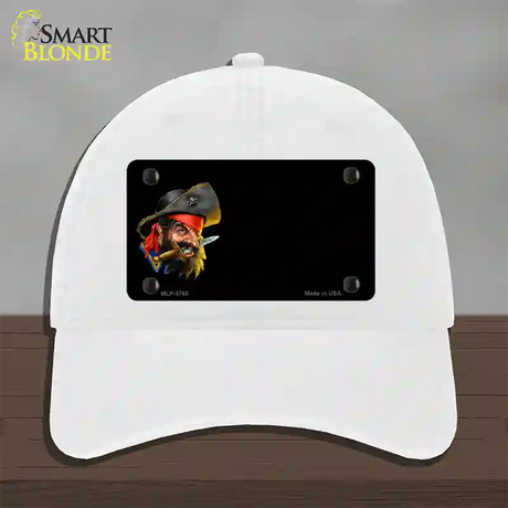 Pirate with Knife Offset Novelty License Plate Hat Unconstructed Cotton / White