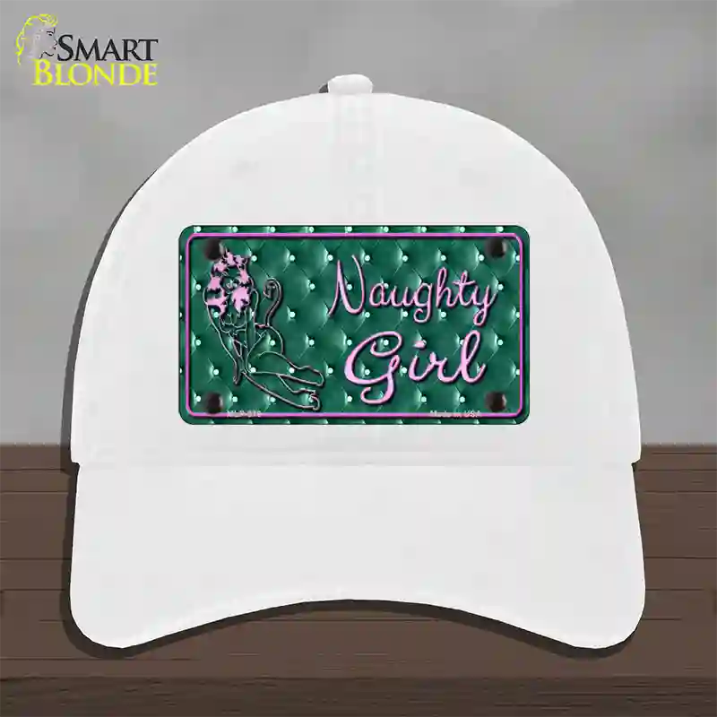 Naughty Girl Novelty License Plate Hat Unconstructed Cotton / White