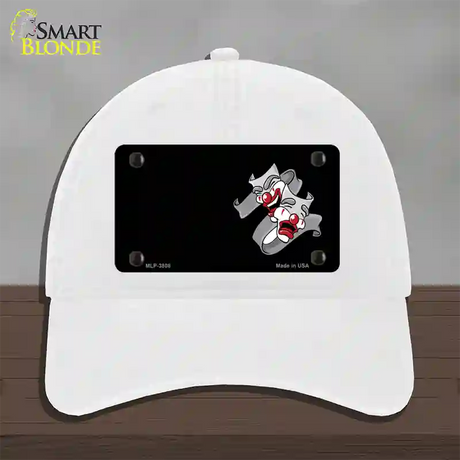 Theater Drama Offset Novelty License Plate Hat Unconstructed Cotton / White