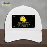 Safety First Novelty License Plate Hat Unconstructed Cotton / White