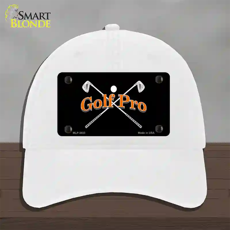 Golf Pro Novelty License Plate Hat Unconstructed Cotton / White