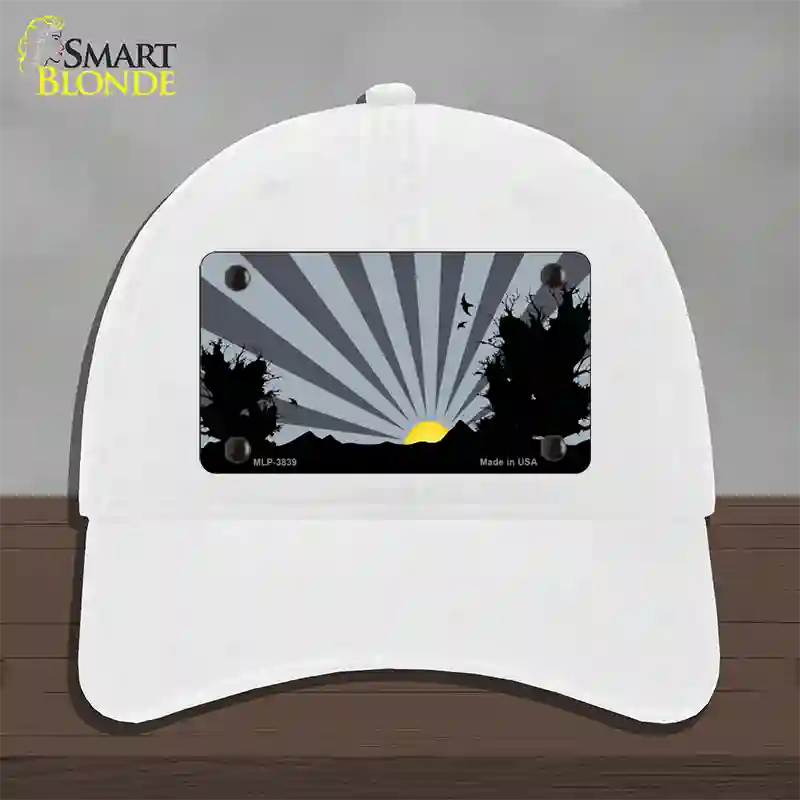 Southwest Gray Sunset Novelty License Plate Hat Unconstructed Cotton / White