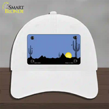 Southwest Cactus Sunrise Blue Novelty License Plate Hat Unconstructed Cotton / White