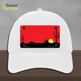 Southwest Cactus Sunrise Red Novelty License Plate Hat Unconstructed Cotton / White