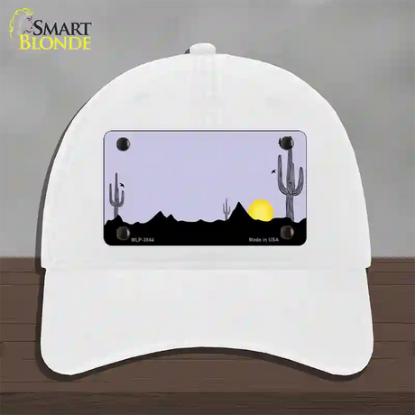 Southwest Cactus Sunrise Purple Novelty License Plate Hat Unconstructed Cotton / White