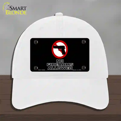 No Firearms Allowed Novelty License Plate Hat Unconstructed Cotton / White