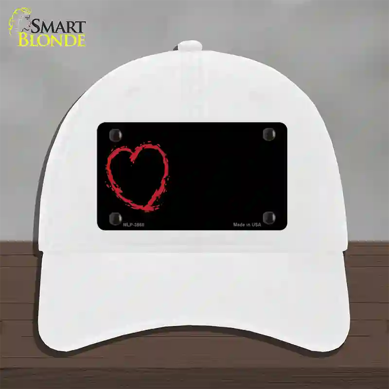 Heart Offset Novelty License Plate Hat Unconstructed Cotton / White