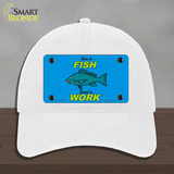 Born To Fish Novelty License Plate Hat Unconstructed Cotton / White