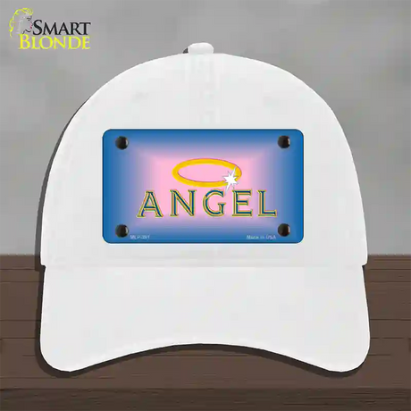 Angel Novelty License Plate Hat Unconstructed Cotton / White