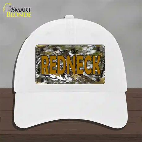 Redneck Camo Novelty License Plate Hat Unconstructed Cotton / White