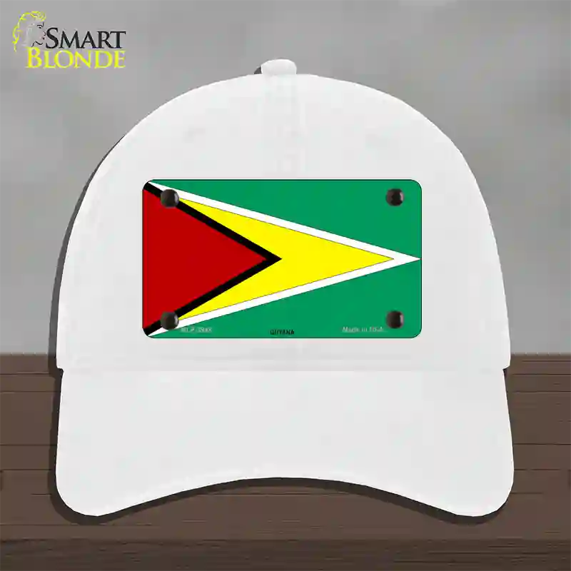 Guyana Flag Novelty License Plate Hat Unconstructed Cotton / White