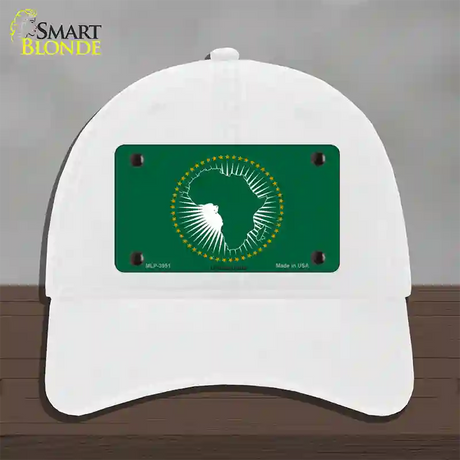 African Union Flag Novelty License Plate Hat Unconstructed Cotton / White