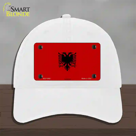 Albania Flag Novelty License Plate Hat Unconstructed Cotton / White