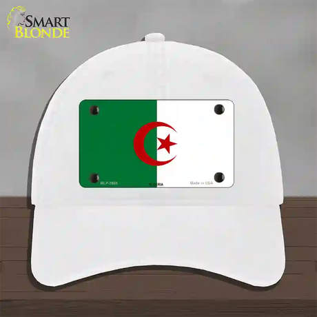 Algeria Flag Novelty License Plate Hat Unconstructed Cotton / White