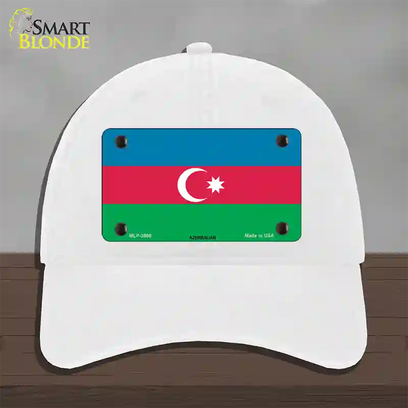 Azerbaijan Flag Novelty License Plate Hat Unconstructed Cotton / White