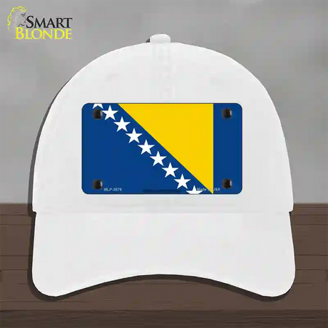 Bosnia Herzegovina Flag Novelty License Plate Hat Unconstructed Cotton / White