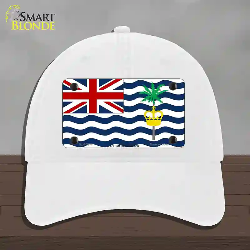 British Indian Ocean Flag Novelty License Plate Hat Unconstructed Cotton / White