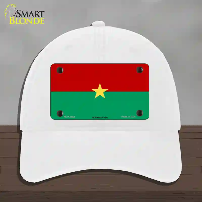 Burkina Faso Flag Novelty License Plate Hat Unconstructed Cotton / White